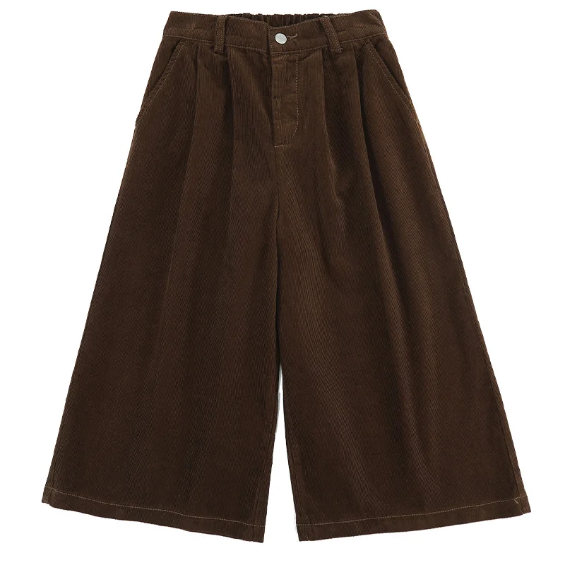 Women's High-Waisted Corduroy Wide-Leg Pants | Korean Style - Image 6