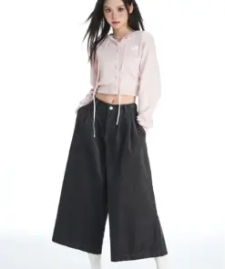 Alternative view of Women's High-Waisted Corduroy Wide-Leg Pants | Korean Style