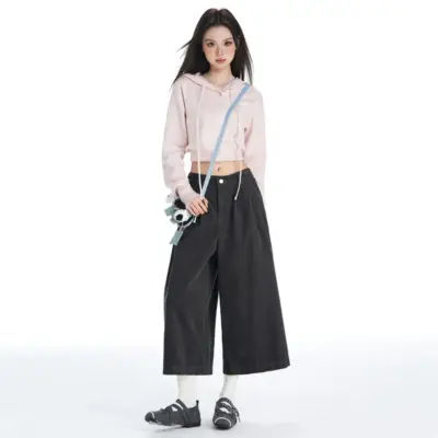 Women's High-Waisted Corduroy Wide-Leg Pants | Korean Style