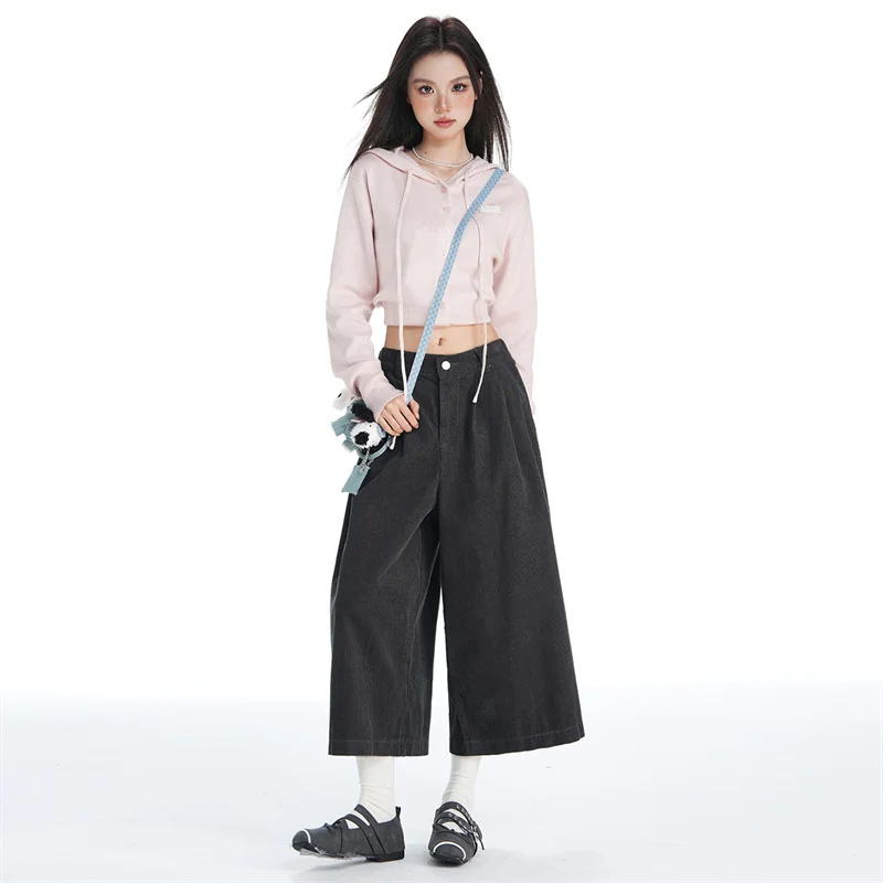 Women's High-Waisted Corduroy Wide-Leg Pants | Korean Style