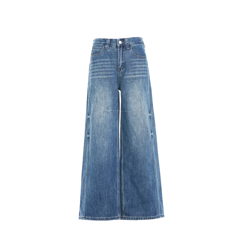 High Waist Wide Leg Jeans - Washed Denim Straight Leg Streetwear - Image 6